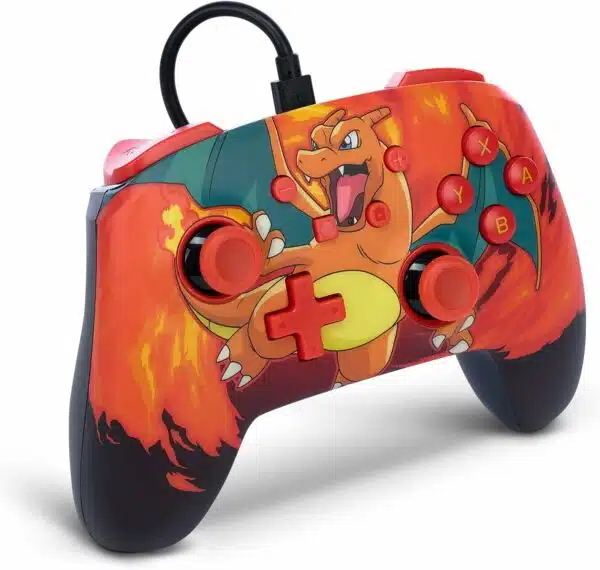 PowerA Manette filaire améliorée pour Nintendo Switch, modèle Switch OLED et Nintendo Switch Lite, accessoire de jeu, manette de jeu, manette filaire, sous licence officielle- Pokémon:Charizard Vortex – Image 8