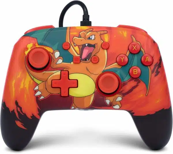 PowerA Manette filaire améliorée pour Nintendo Switch, modèle Switch OLED et Nintendo Switch Lite, accessoire de jeu, manette de jeu, manette filaire, sous licence officielle- Pokémon:Charizard Vortex